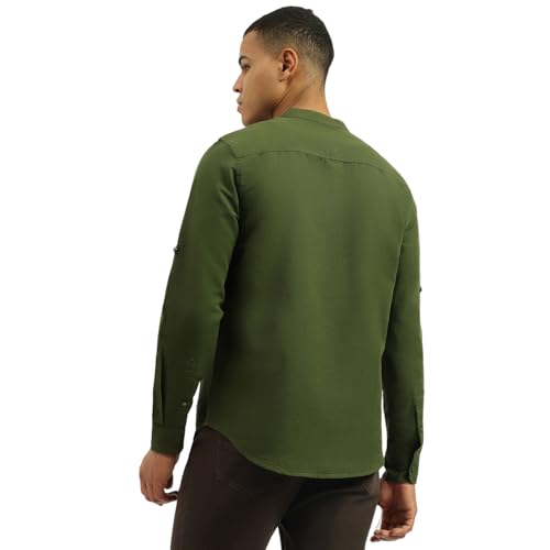 United Colors of Benetton Men's Solid Regular Fit Shirts (25A5SO104PLNI920_Green