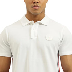 United Colors of Benetton Relaxed Fit Textured Knit Tape Pique Polo T-Shirt (Size: M)-25A3089J3549I101 White