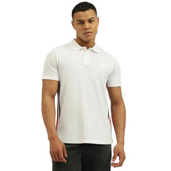 United Colors of Benetton Relaxed Fit Textured Knit Tape Pique Polo T-Shirt (Size: M)-25A3089J3549I101 White