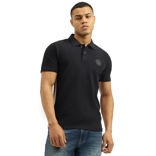 United Colors of Benetton Men's Textured Relaxed Fit Tshirt (25A3089J3549IN22_Black