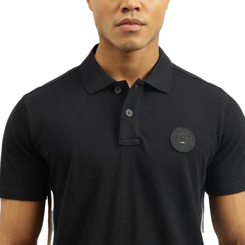 United Colors of Benetton Men's Textured Relaxed Fit Tshirt (25A3089J3549IN22_Black