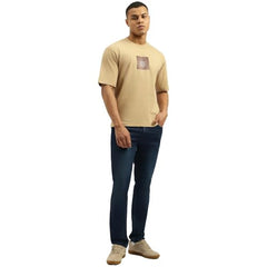 United Colors of Benetton Men's Printed Oversized Fit Tshirt (25A3099J3507IMK1_Beige