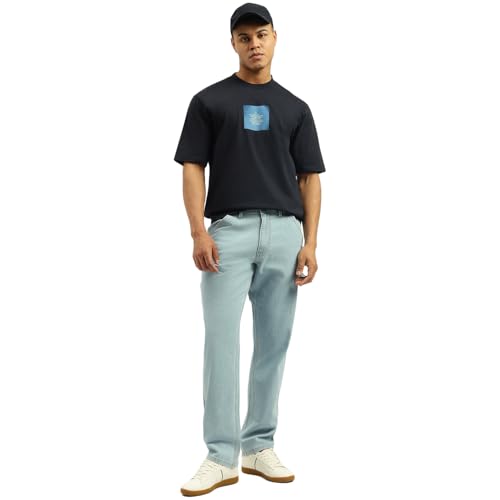 United Colors of Benetton Men's Printed Oversized Fit Tshirt (25A3099J3507IN22_Black