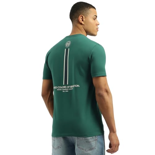 United Colors of Benetton Men's Argyle Relaxed Fit Tshirt (25A3E99J3304IBG1_Green