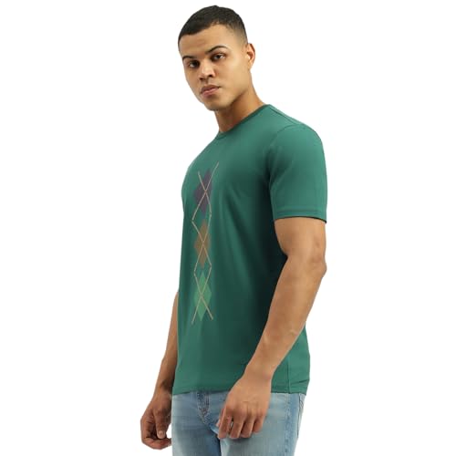 United Colors of Benetton Men's Argyle Relaxed Fit Tshirt (25A3E99J3304IBG1_Green