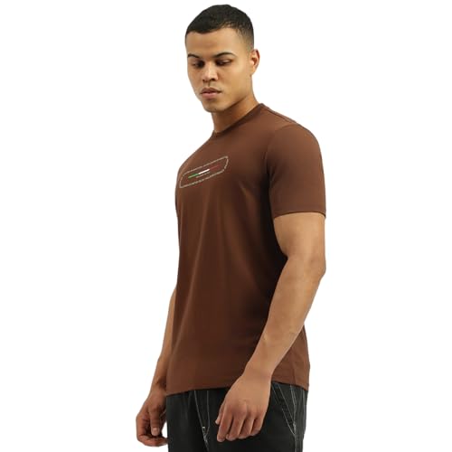 United Colors of Benetton Men's Printed Relaxed Fit Tshirt (25A3E99J3800IMC1_Brown