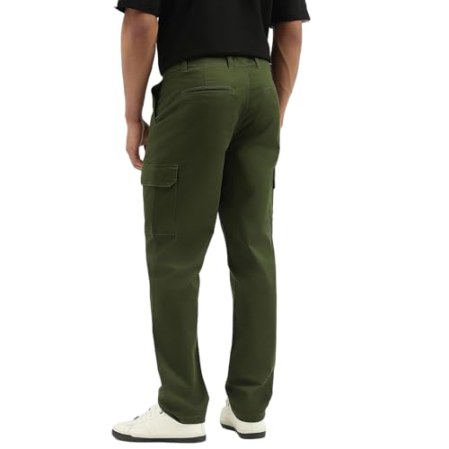 United Colors of Benetton Solid Straight Fit Cargo Pants (Size: 28)-25A4CTWB1201I902 Green