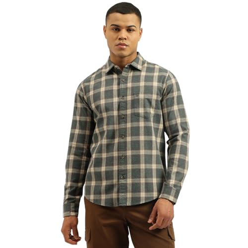 United Colors of Benetton Men's Checkered Regular Fit Shirts (25A5CH325TWLI901_Grey