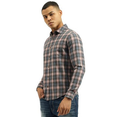United Colors of Benetton Regular Fit Spread Collar Checkered Brushed Check Shirt (Size: M)-25A5CH325TWLI902 Grey