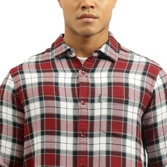 United Colors of Benetton Men's Checkered Regular Fit Shirts (25A5CH322JCQI902_Red