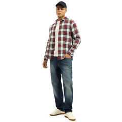 United Colors of Benetton Men's Checkered Regular Fit Shirts (25A5CH322JCQI902_Red