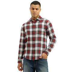 United Colors of Benetton Men's Checkered Regular Fit Shirts (25A5CH322JCQI902_Red