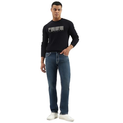 United Colors of Benetton Solid Straight Fit Jeans (Size: 38)-25A4MBOO5027I901 Blue