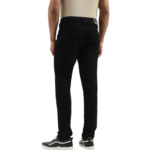 United Colors of Benetton Solid Slim Tapered Fit Jeans (Size: 28)-25A4MBOO5030I901 Black