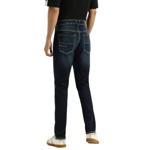 United Colors of Benetton Washed Slim Tapered Fit Jeans (Size: 28) - 25A4MBOO5034I901 Blue