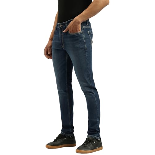 United Colors of Benetton Solid Tapered Fit Jeans (Size: 30)-25A4MBOO5042I901 Blue