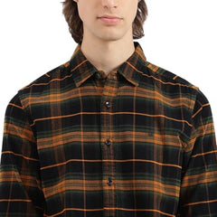 United Colors of Benetton Regular Fit Spread Collar Cord Plaid Checks Dobby Shirt -25A5CH148DOBI902 (Size : S) Black