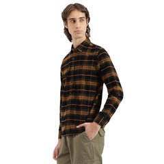 United Colors of Benetton Regular Fit Spread Collar Cord Plaid Checks Dobby Shirt -25A5CH148DOBI902 (Size : S) Black