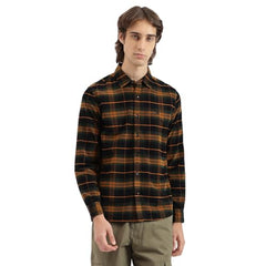 United Colors of Benetton Regular Fit Spread Collar Cord Plaid Checks Dobby Shirt -25A5CH148DOBI902 (Size : S) Black