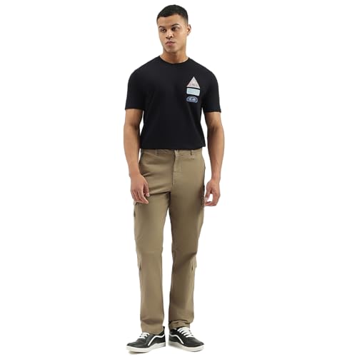 United Colors of Benetton Men's Applique Relaxed Fit Shirts (25A3P29J3607IN22_Black