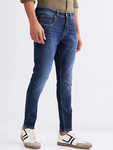 Spykar Dark Blue Mid Rise Slim Fit Casual Jeans for Men