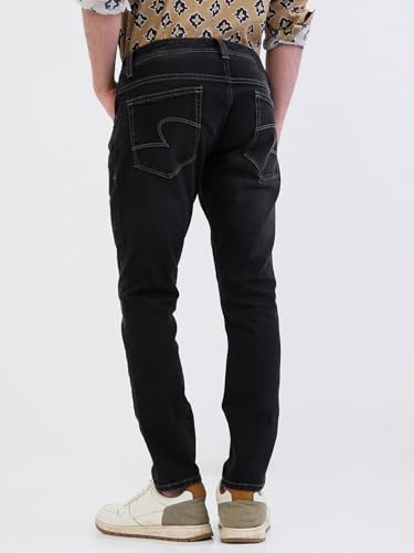 Spykar Charcoal Black Mid Rise Slim Fit Casual Jeans for Men