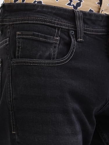 Spykar Charcoal Black Mid Rise Slim Fit Casual Jeans for Men