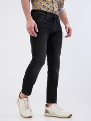 Spykar Charcoal Black Mid Rise Slim Fit Casual Jeans for Men