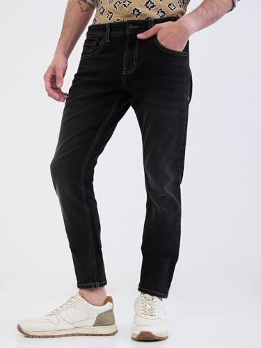 Spykar Charcoal Black Mid Rise Slim Fit Casual Jeans for Men