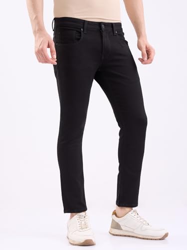 Spykar Black Mid Rise Slim Fit Casual Jeans for Men