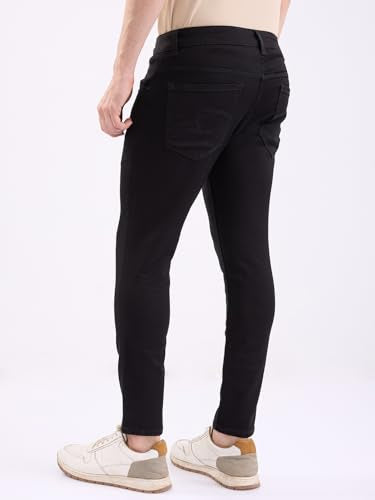Spykar Black Mid Rise Slim Fit Casual Jeans for Men