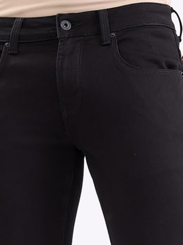 Spykar Black Mid Rise Slim Fit Casual Jeans for Men