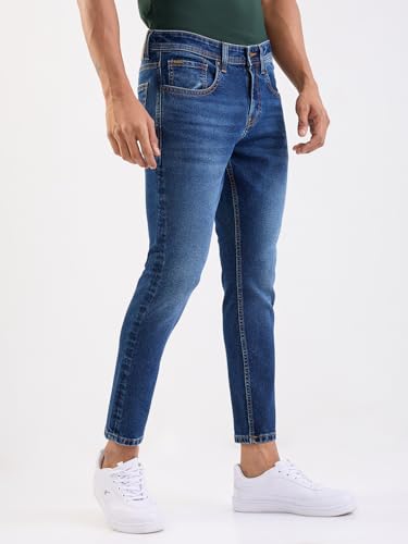 Spykar Dark Blue Mid Rise Slim Fit Casual Jeans for Men