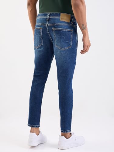 Spykar Dark Blue Mid Rise Slim Fit Casual Jeans for Men