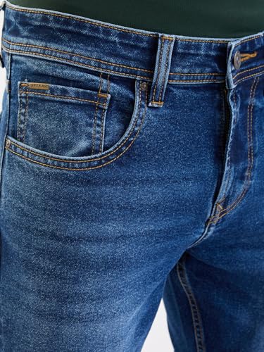 Spykar Dark Blue Mid Rise Slim Fit Casual Jeans for Men