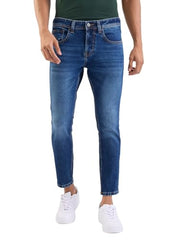 Spykar Dark Blue Mid Rise Slim Fit Casual Jeans for Men
