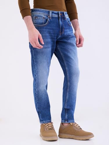 Spykar Mid Blue Mid Rise Slim Fit Casual Jeans for Men