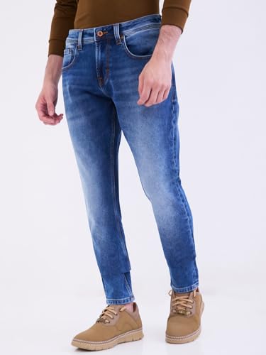 Spykar Mid Blue Mid Rise Slim Fit Casual Jeans for Men