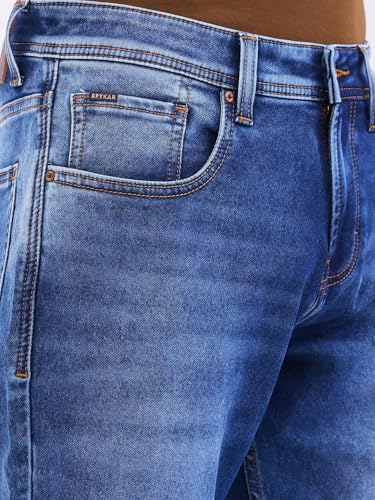 Spykar Mid Blue Mid Rise Slim Fit Casual Jeans for Men