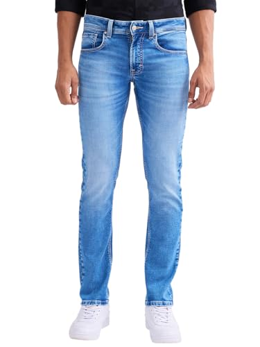 Spykar Light Blue Mid Rise Regular Fit Casual Jeans for Men