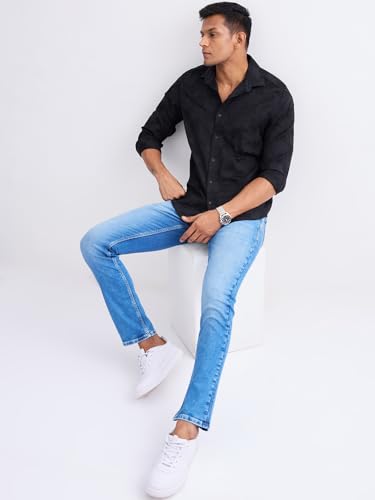 Spykar Light Blue Mid Rise Regular Fit Casual Jeans for Men