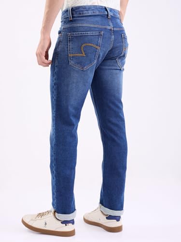 Spykar Dark Blue Mid Rise Regular Fit Casual Jeans for Men