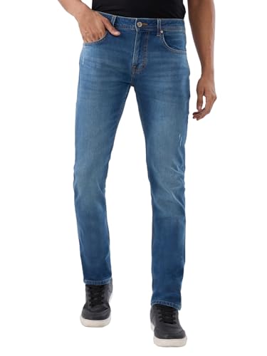 Spykar Mid Blue Regular Fit Mid Rise Jeans for Men