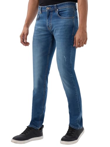 Spykar Mid Blue Regular Fit Mid Rise Jeans for Men