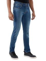 Spykar Mid Blue Regular Fit Mid Rise Jeans for Men
