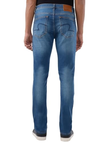 Spykar Mid Blue Regular Fit Mid Rise Jeans for Men