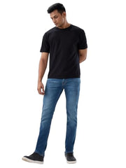 Spykar Mid Blue Regular Fit Mid Rise Jeans for Men