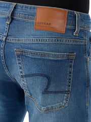 Spykar Mid Blue Regular Fit Mid Rise Jeans for Men