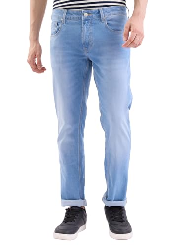 Spykar Light Blue Mid Rise Regular Fit Casual Jeans for Men