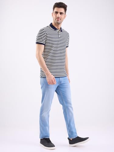 Spykar Light Blue Mid Rise Regular Fit Casual Jeans for Men